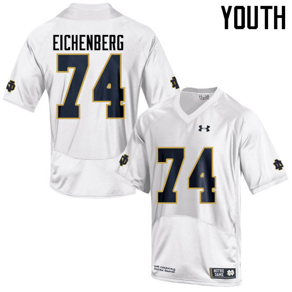 Youth NCAA Notre Dame Fighting Irish #74 Liam Eichenberg Stitched College Under Armour Authentic White Football Jersey JD10K18KQ